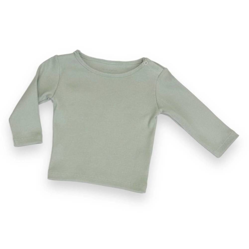 NEW TANE baby's long sleeve top with raw edge in seafoam
